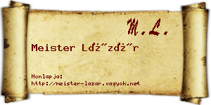 Meister Lázár névjegykártya